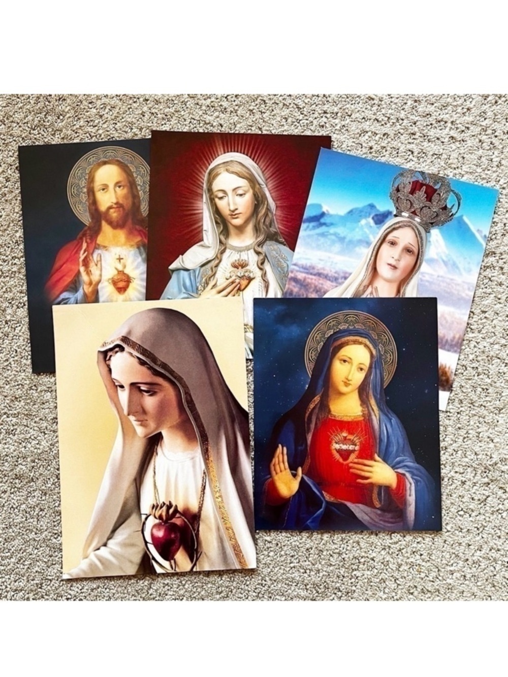 Sacred Heart Jesus Immaculate Heart Mary Our Lady Fatima Catholic Prints Lot 5x